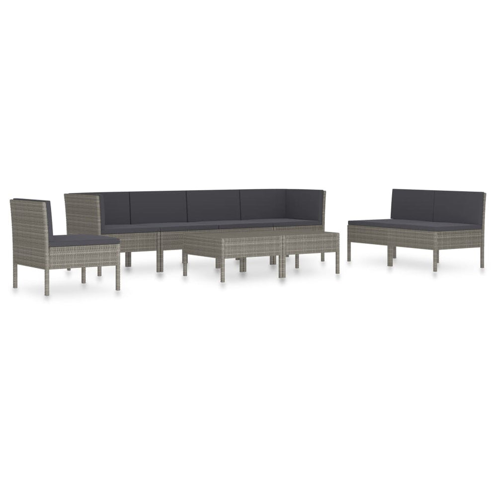 vidaXL Salon de jardin 9 pcs avec coussins résine tressée Gris