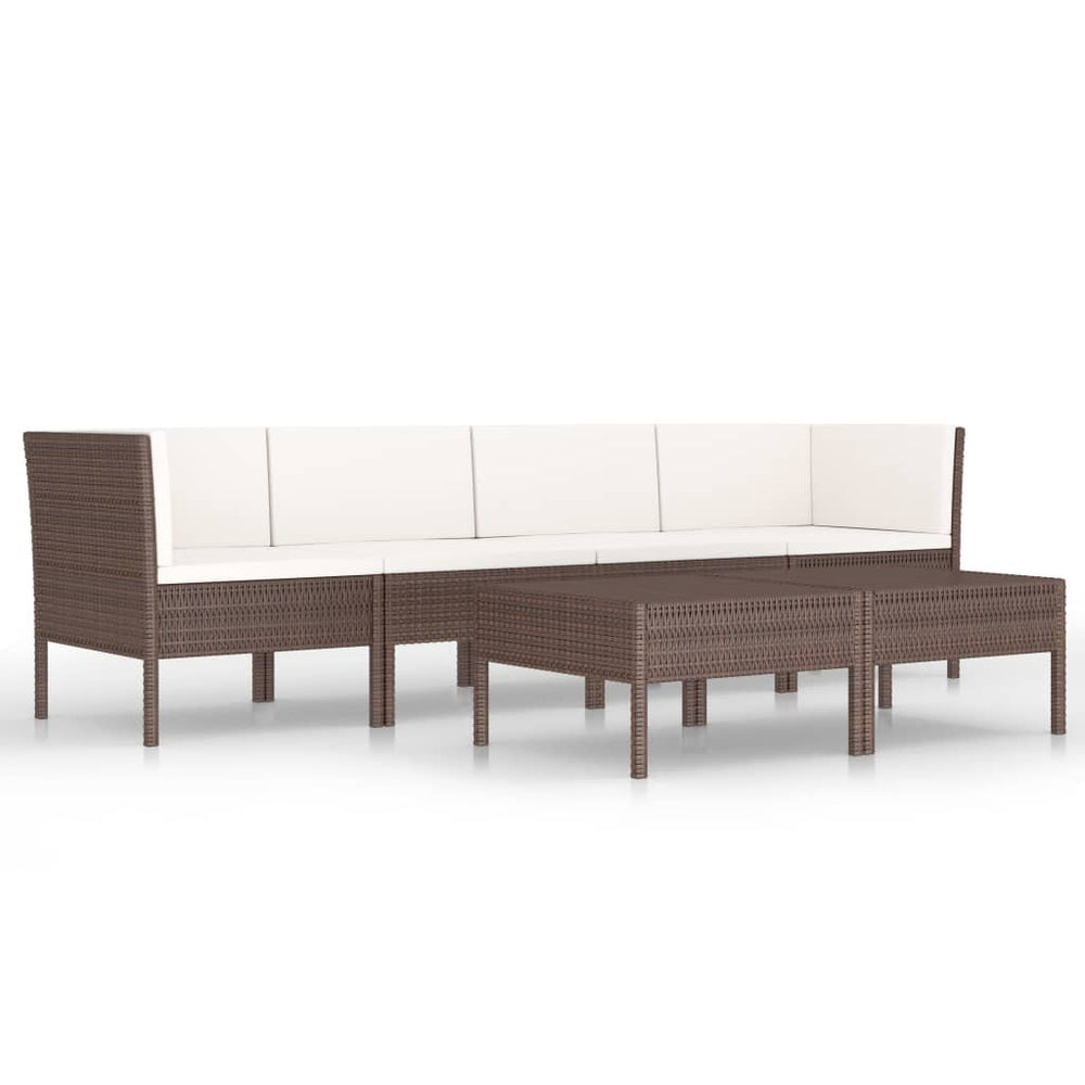 vidaXL Salon de jardin 6 pcs avec coussins résine tressée Marron