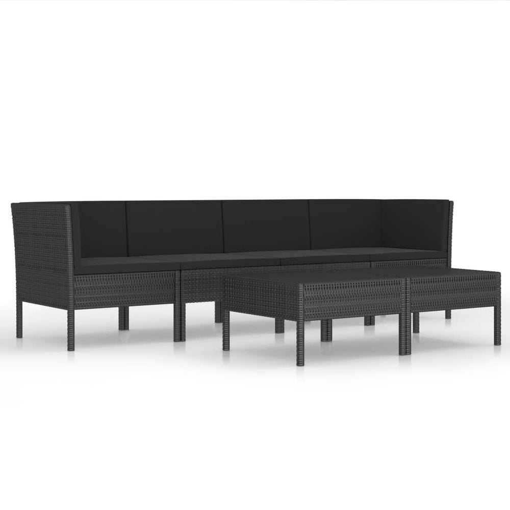 vidaXL Salon de jardin 6 pcs avec coussins résine tressée noir
