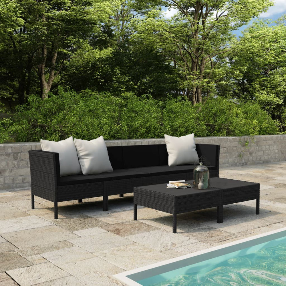 vidaXL Salon de jardin 6 pcs avec coussins résine tressée noir