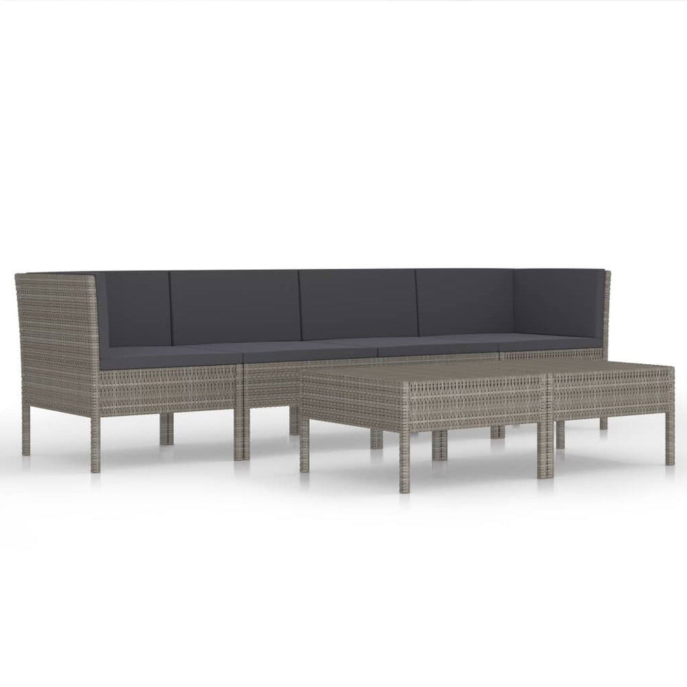 vidaXL Salon de jardin 6 pcs avec coussins résine tressée Gris