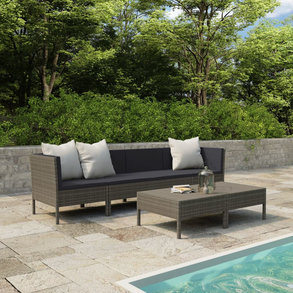 vidaXL Salon de jardin 6 pcs avec coussins résine tressée Gris