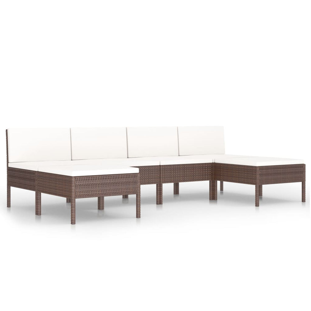 vidaXL Salon de jardin 6 pcs avec coussins résine tressée Marron