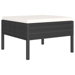 6-tlg. Garten-Lounge-Set mit Auflagen Poly Rattan Schwarz