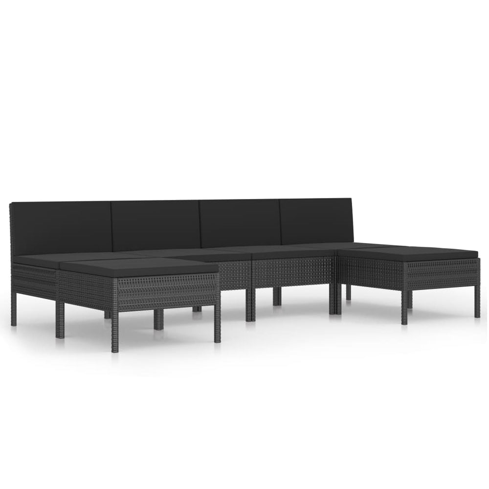 vidaXL Salon de jardin 6 pcs avec coussins résine tressée noir