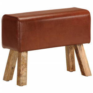 Echtleder Sitzbank Turnbock Design Braun 58cm