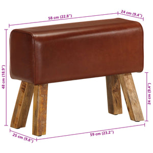 Echtleder Sitzbank Turnbock Design Braun 58cm