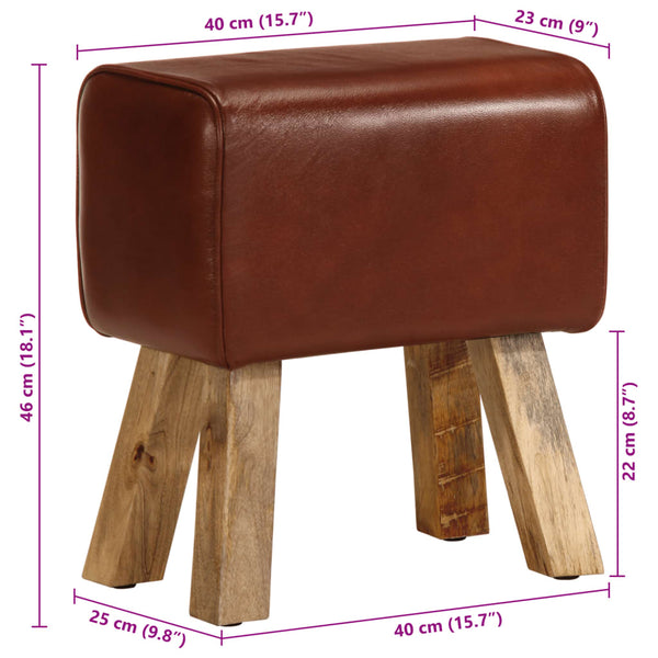 Echtleder Sitzbank Turnbock Design Braun 38cm