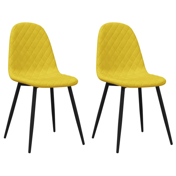 Senfgelbe Samt Esszimmerstühle, 2er-Set