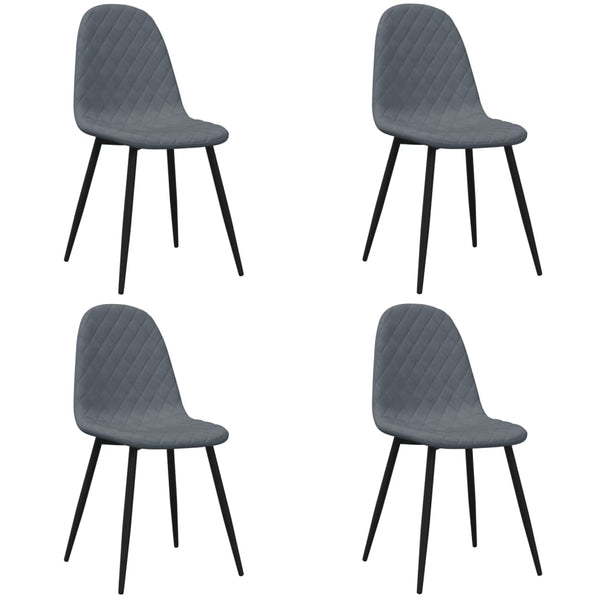 Esszimmerstühle 4er Set Dunkelgrau Samt