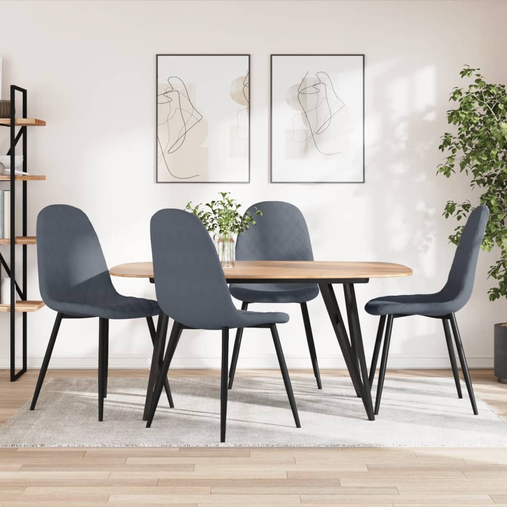 Esszimmerstühle 4er Set Dunkelgrau Samt