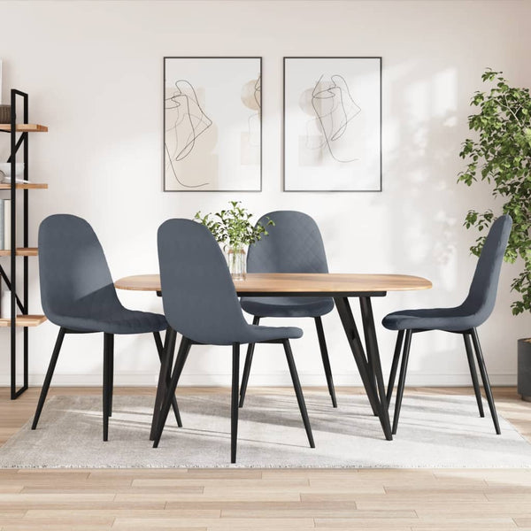 Esszimmerstühle 4er Set Dunkelgrau Samt