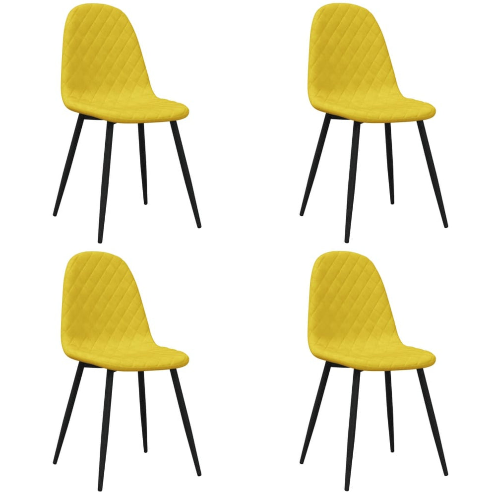 Senfgelbe Samt Esszimmerstühle, 4er-Set