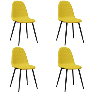 Senfgelbe Samt Esszimmerstühle, 4er-Set