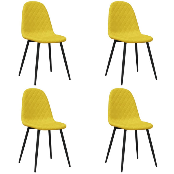 Senfgelbe Samt Esszimmerstühle, 4er-Set