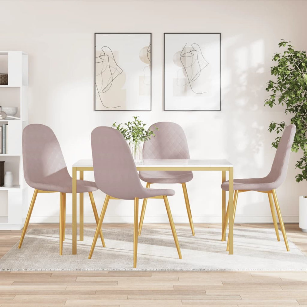 Esszimmerstühle 4er Set Rosa Samt