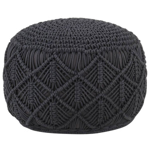 Makramee Sitzpuff Anthrazit Handgefertigt 45x30cm
