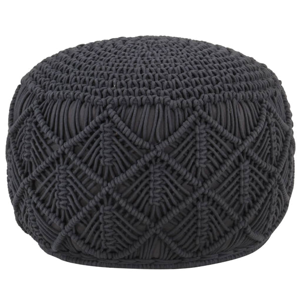 Makramee Sitzpuff Anthrazit Handgefertigt 45x30cm