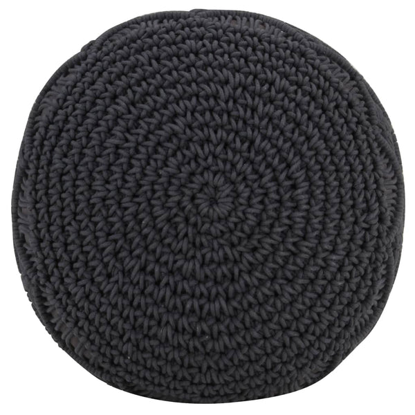 Makramee Sitzpuff Anthrazit Handgefertigt 45x30cm