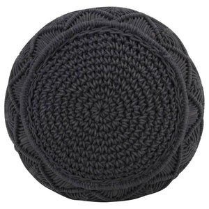 Makramee Sitzpuff Anthrazit Handgefertigt 45x30cm