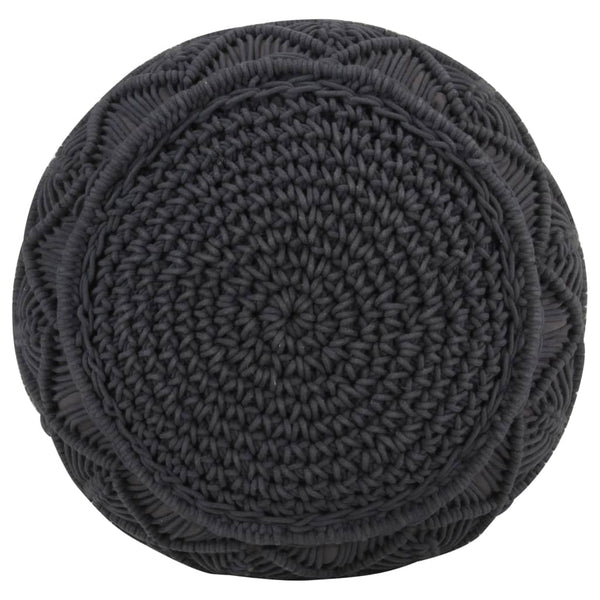 Makramee Sitzpuff Anthrazit Handgefertigt 45x30cm