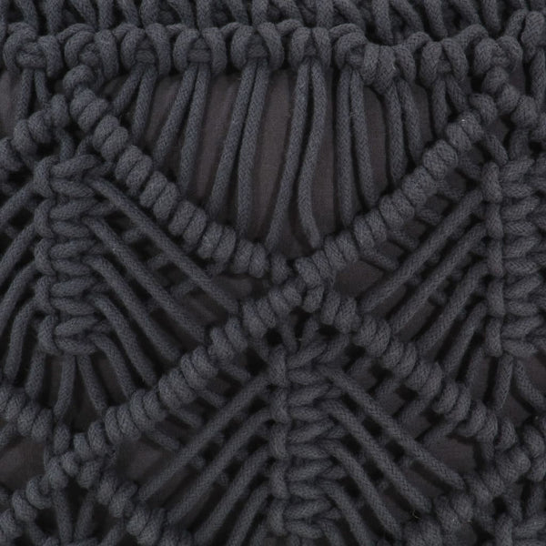 Makramee Sitzpuff Anthrazit Handgefertigt 45x30cm