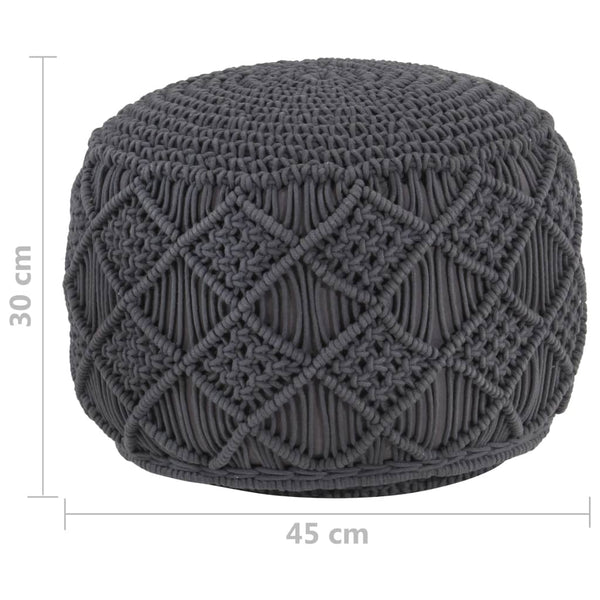 Makramee Sitzpuff Anthrazit Handgefertigt 45x30cm