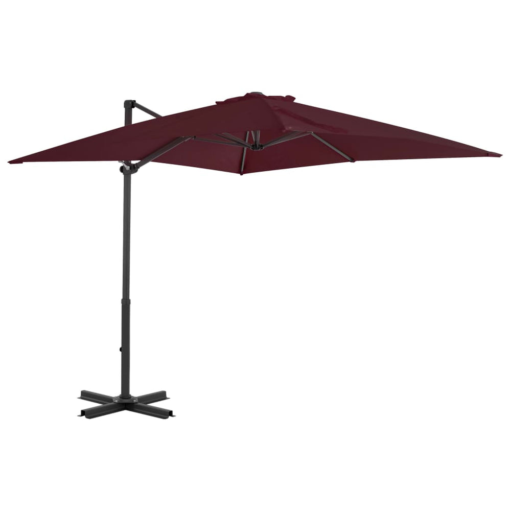 vidaXL Parasol déporté avec mât en aluminium 250x250 cm Rouge bordeaux
