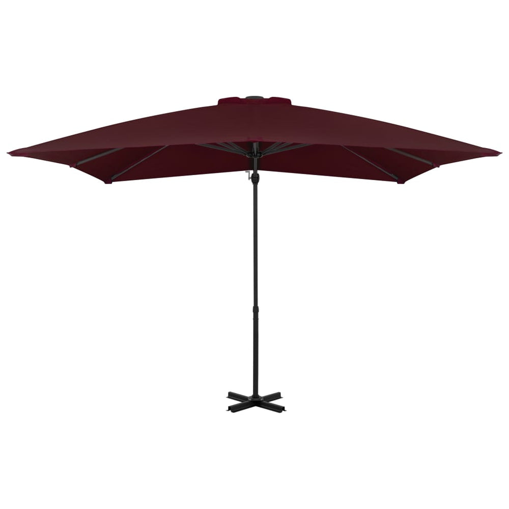 vidaXL Parasol déporté avec mât en aluminium 250x250 cm Rouge bordeaux