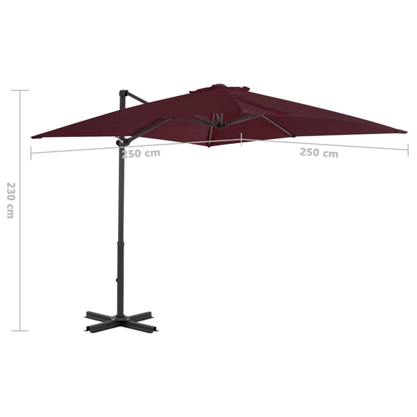 Ampelschirm mit Aluminium-Mast 250x250 cm Bordeauxrot