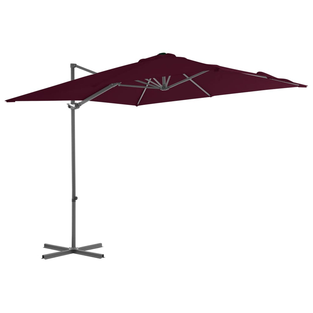 vidaXL Parasol déporté avec mât en acier 250x250 cm Rouge bordeaux