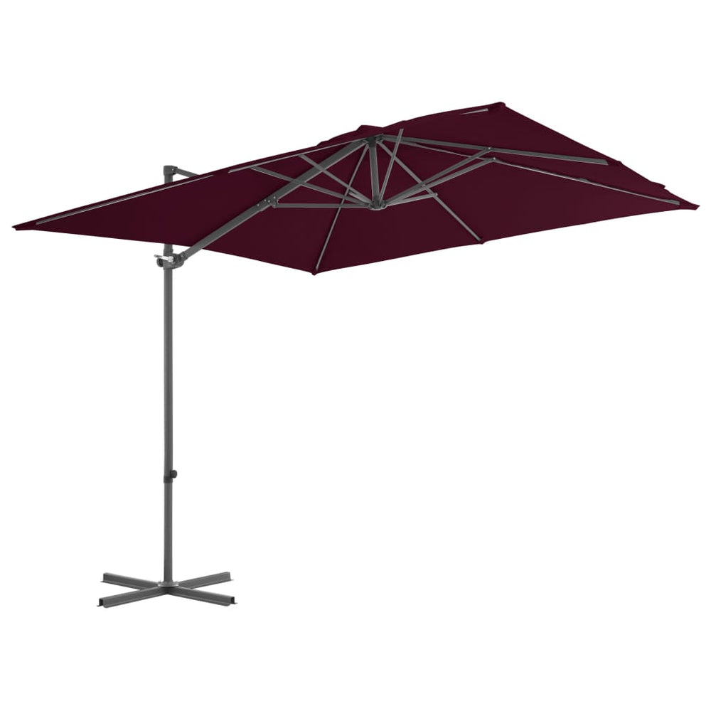 vidaXL Parasol déporté avec mât en acier 250x250 cm Rouge bordeaux