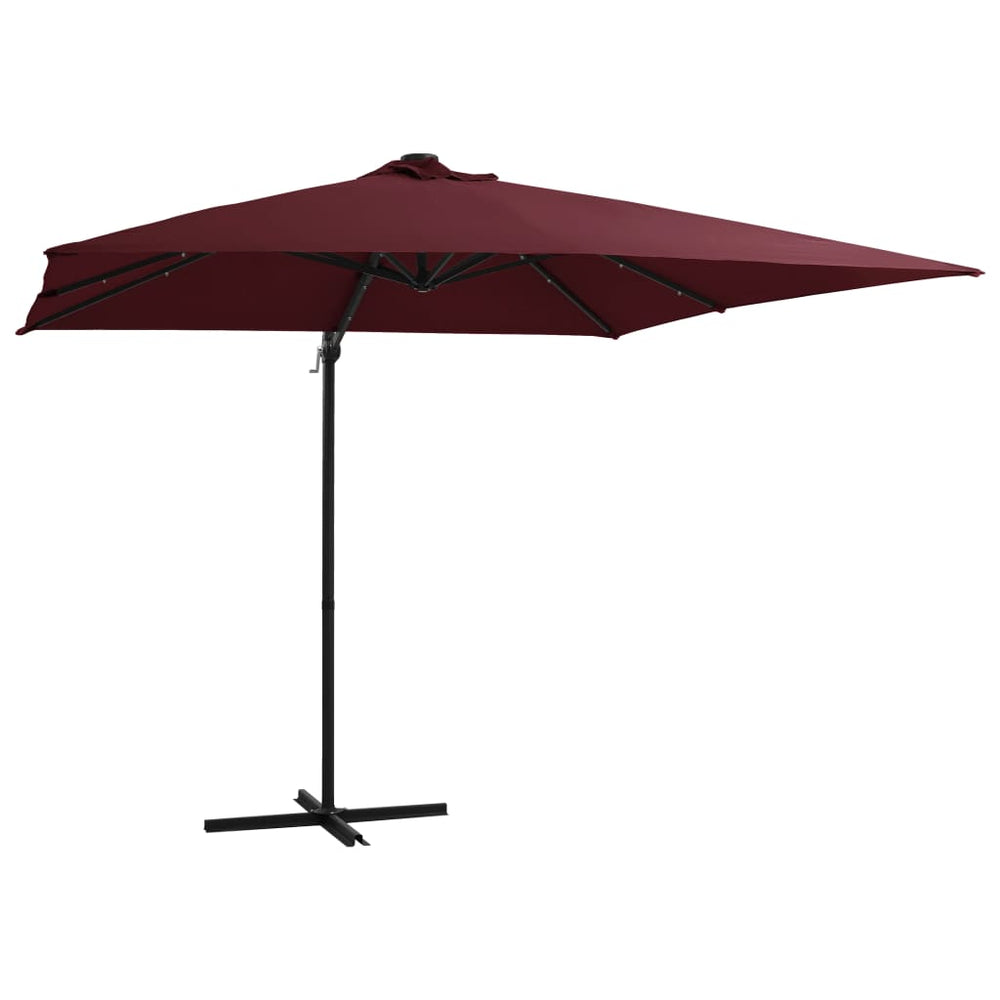 vidaXL Parasol déporté avec éclairage LED 250x250 cm Rouge bordeaux