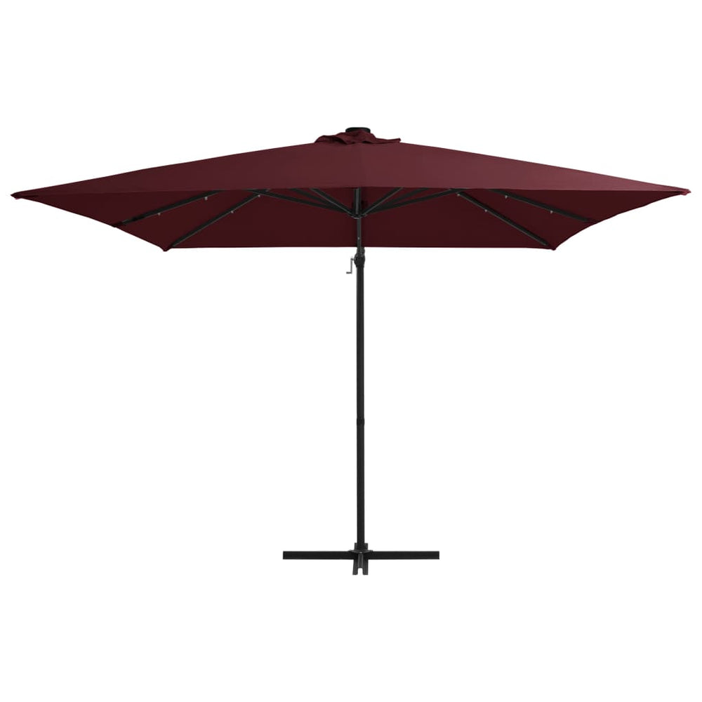vidaXL Parasol déporté avec éclairage LED 250x250 cm Rouge bordeaux