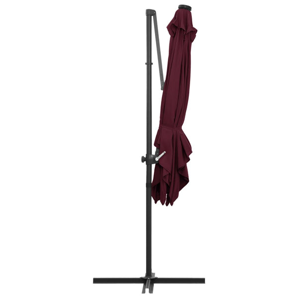 Ampelschirm mit LED-Beleuchtung 250x250 cm Bordeauxrot
