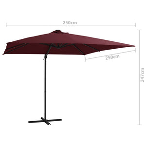 Ampelschirm mit LED-Beleuchtung 250x250 cm Bordeauxrot