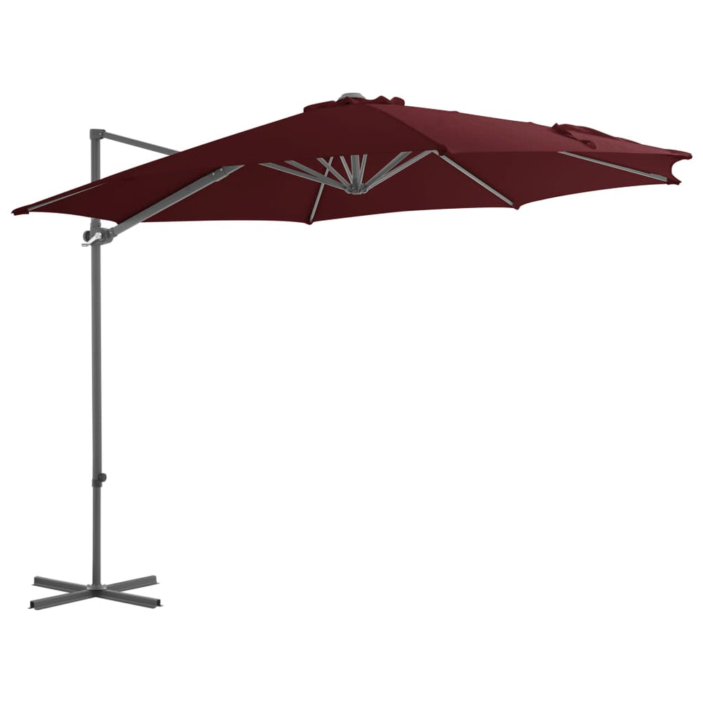 vidaXL Parasol déporté avec mât en acier 300 cm Rouge bordeaux