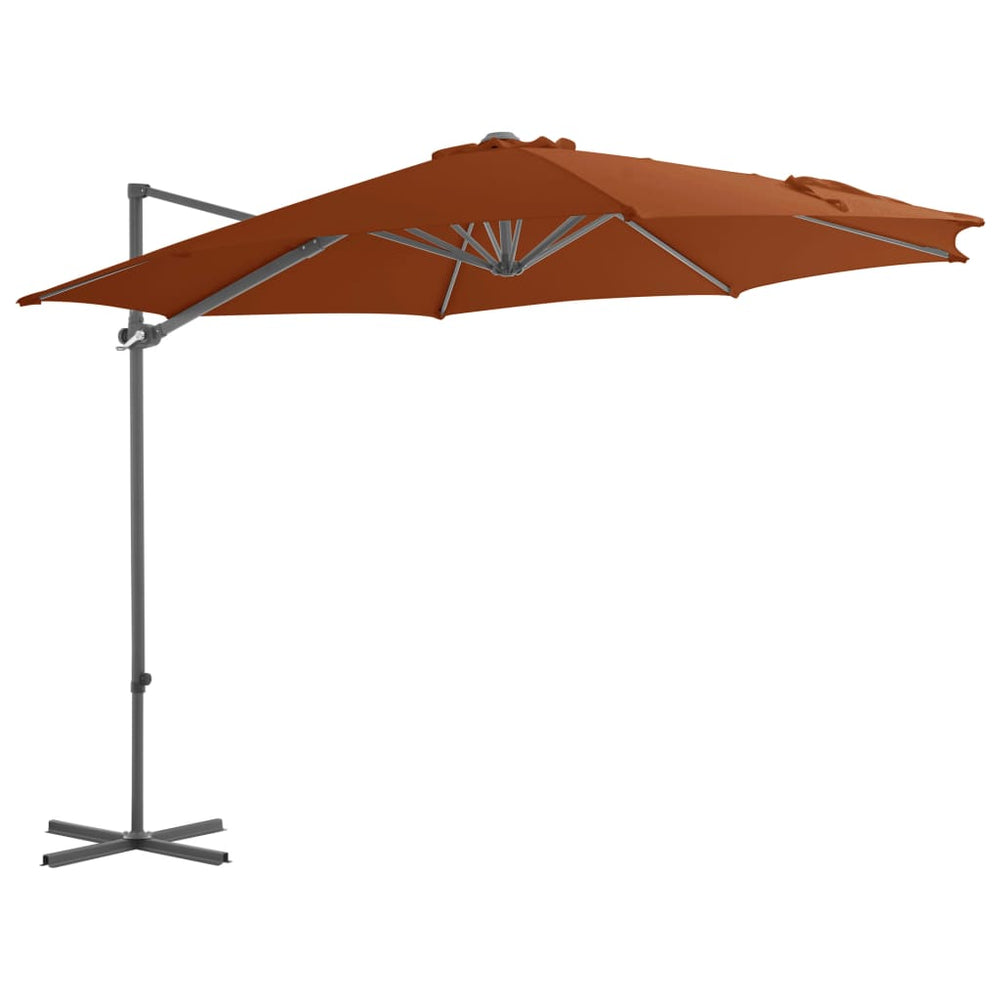 vidaXL Parasol déporté avec mât en acier 300 cm Terre cuite