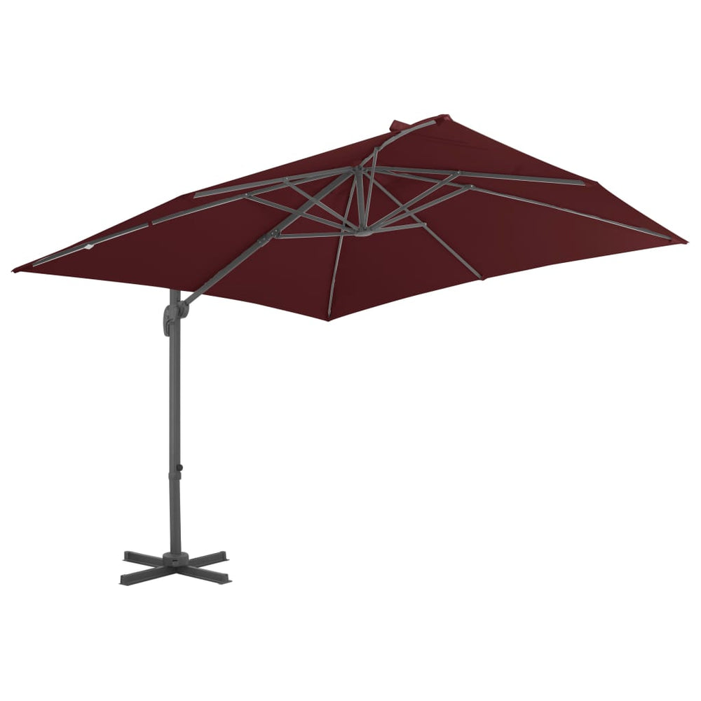 vidaXL Parasol déporté avec mât en aluminium 400x300 cm Rouge bordeaux
