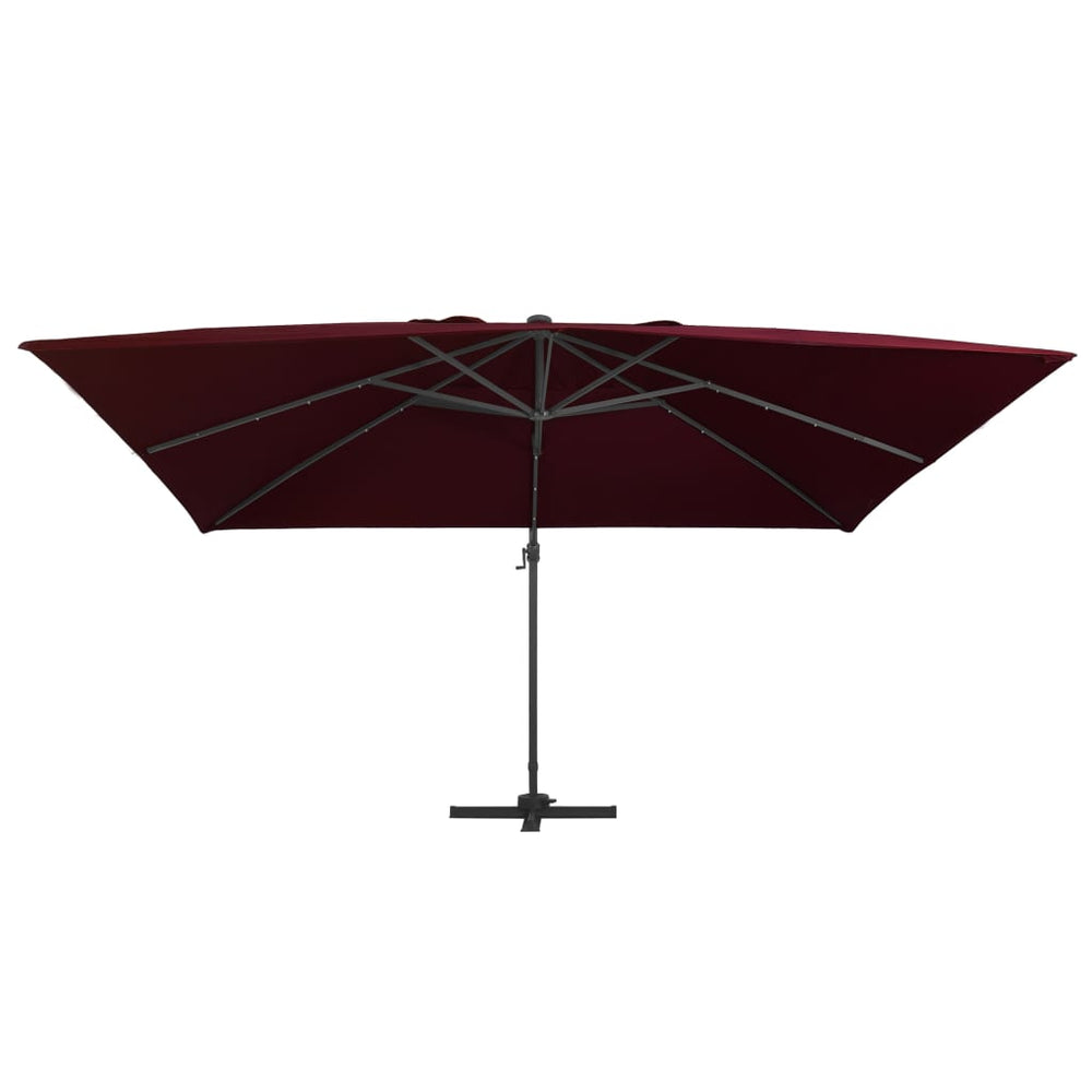 vidaXL Parasol déporté avec éclairage LED 400x300 cm Rouge bordeaux