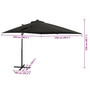 Ampelschirm mit LED-Beleuchtung 250 cm Schwarz