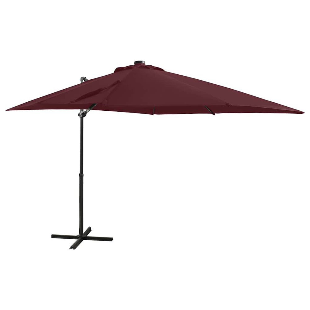 vidaXL Parasol déporté avec éclairage LED 250 cm Rouge bordeaux