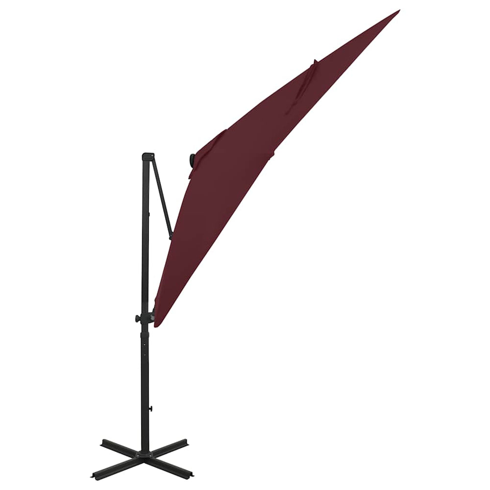 vidaXL Parasol déporté avec éclairage LED 250 cm Rouge bordeaux
