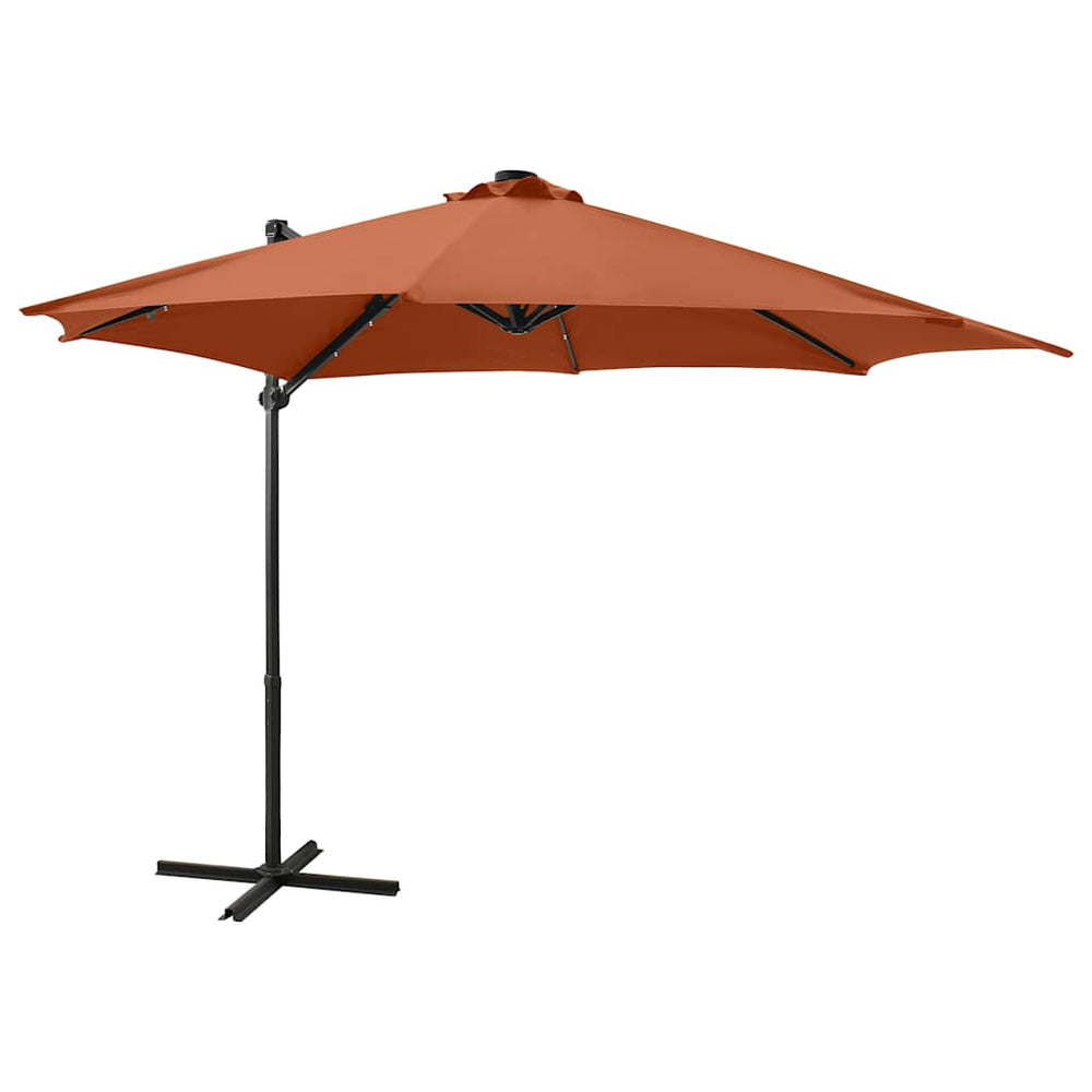 vidaXL Parasol déporté avec éclairage LED 300 cm Terre cuite