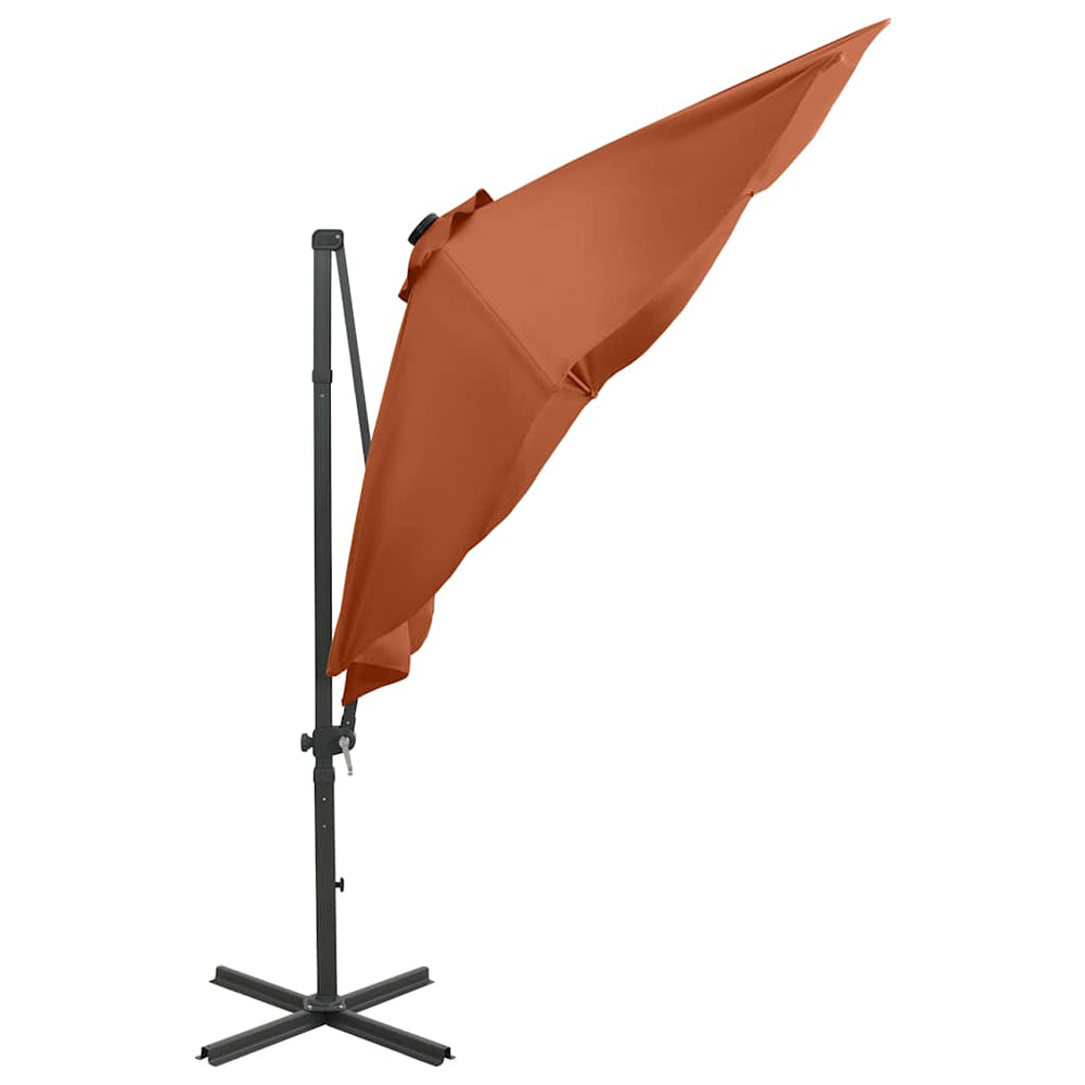 vidaXL Parasol déporté avec éclairage LED 300 cm Terre cuite