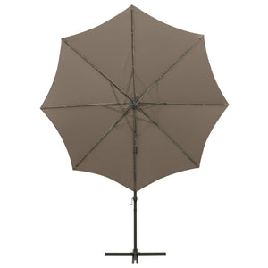 Ampelschirm mit LED-Beleuchtung 300 cm Taupe