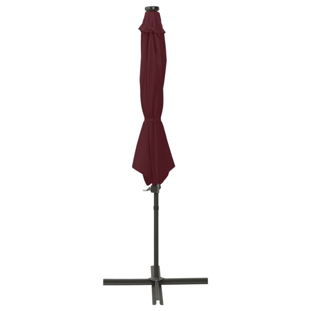 vidaXL Parasol déporté avec lumières LED 300 cm Rouge bordeaux