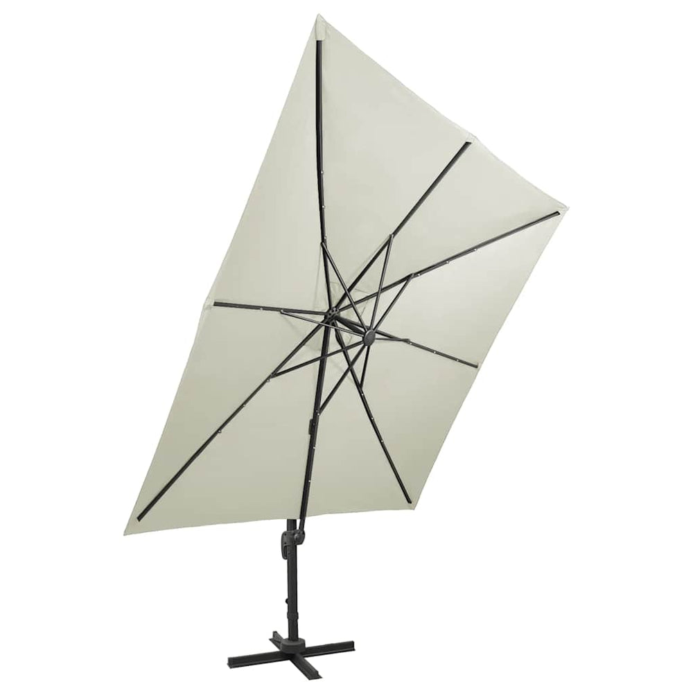 vidaXL Parasol déporté avec lumières LED 300 cm Blanc sable
