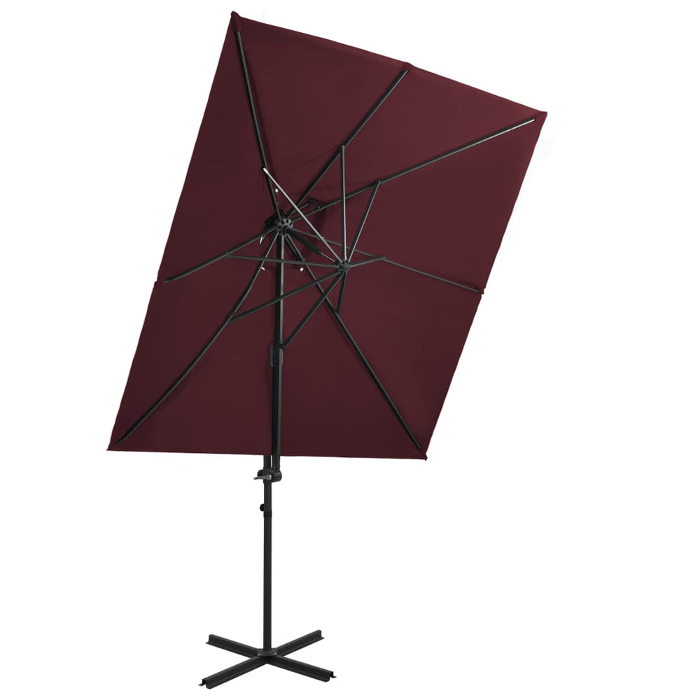 vidaXL Parasol déporté avec évent 250x250 cm Rouge bordeaux