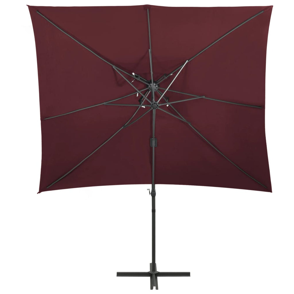 vidaXL Parasol déporté avec évent 250x250 cm Rouge bordeaux